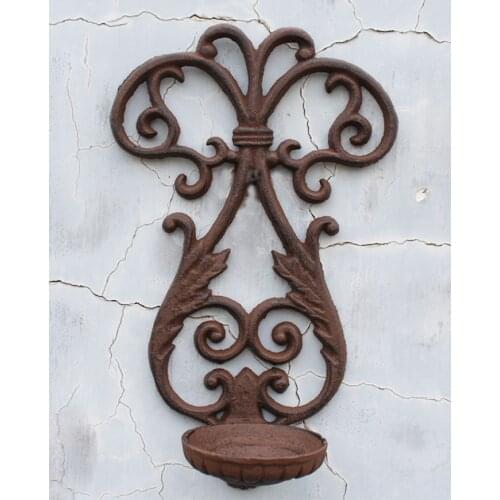 European nobility cast iron logos Pierced wall candlestick Candle Holders Retro nostalgia Decorative garden accessories