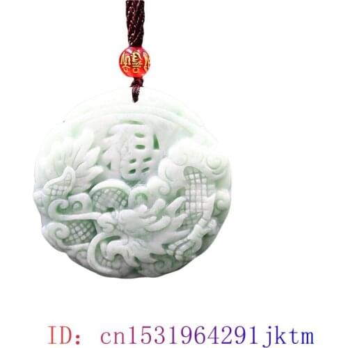 Green Jade Dragon Pendant Chinese Necklace Charm Women Gifts Natural Jewelry Amulet Fashion Carved Gemstone Accessories