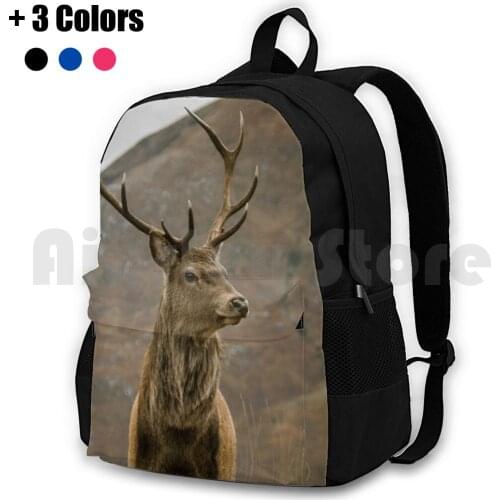 Monarch Of The Glen Outdoor Hiking Backpack Waterproof Camping Travel Red Deer Scotland Animal Antlers Big Bow Brown Buck