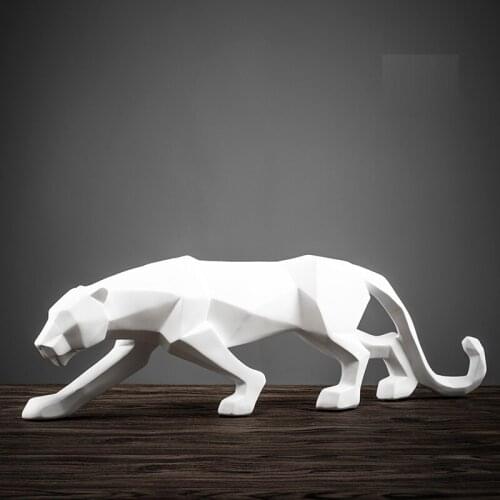 Modern Abstract Black Panther Sculpture Geometric Resin Leopard Statue Wildlife Decor Gift Craft Accessories Furnishing L3176