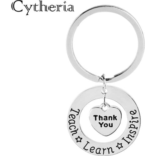 Thank you for teach learn inspire key chains thanks giving statement keyrings father gift car key finder mother present key hold