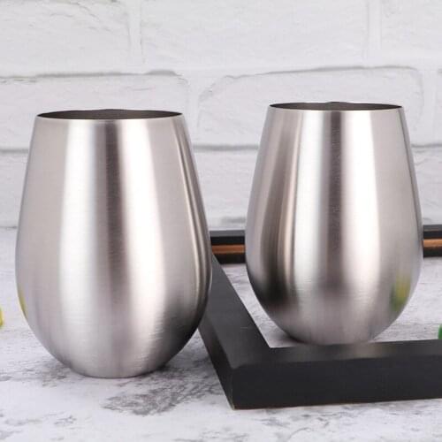 18oz Single Wall 304 Stainless Steel Wine Tumbler Custom Egg Shaped Wine Cup