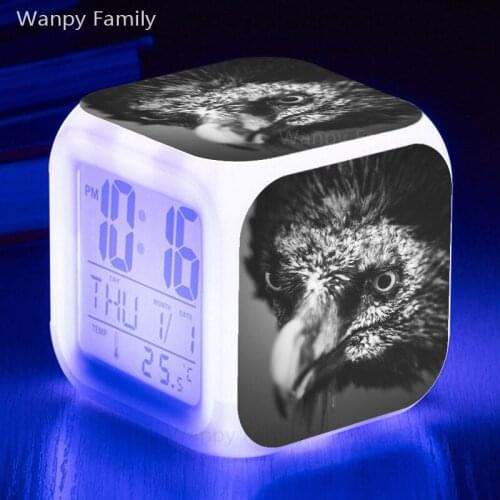 Raptor Falcon LED Alarm Clock 7 Color Changing Glowing Digital Alarm Clock Kids Gift Multifunction Electronic Watches Clock