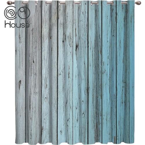 COCOHouse Blue Wood Room Curtains Large Window Living Room Bathroom Outdoor Kitchen Fabric Indoor Kids Swag Window Treatment