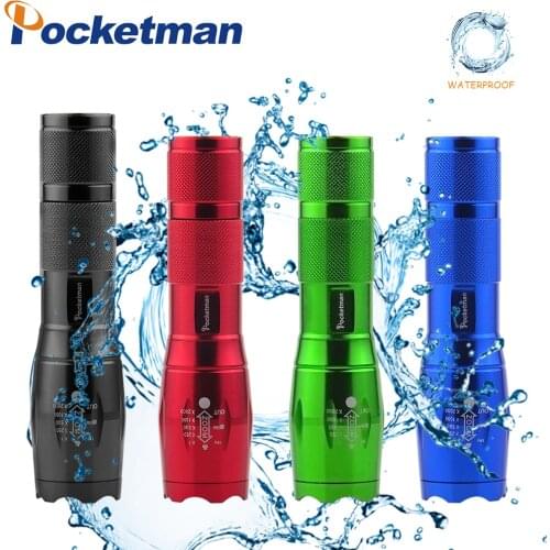 Ultra Bright Colorful Led flashlight 6000 LM linterna led torch T6 5 Switch Modes Zoomable Bicycle Light use 18650 battery