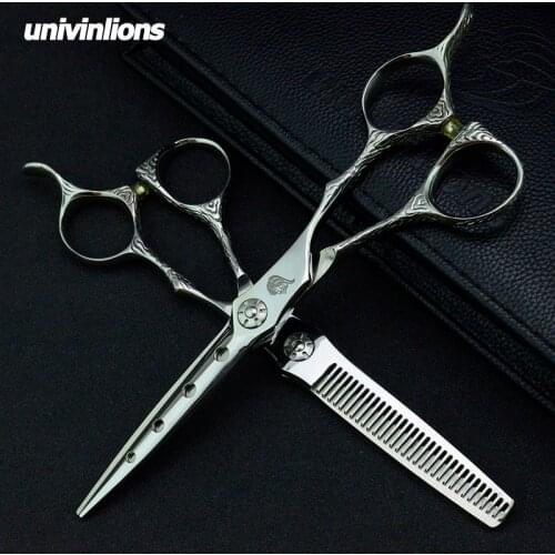 Univinlions 6" hair scissors black barber clippers barber thinning scissors hairdressing professional barber kit for hairdresser