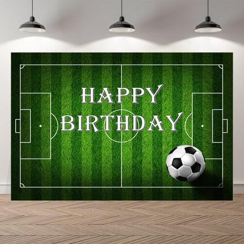 Neoback Champion Cup Football Soccer Field Grassland Customized Birthday Boy Backdrop Vinyl Photography Background Photo Studio