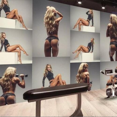 Wellyu Gym sexy beauty tooling TV bedroom living room background wall custom large mural green wallpaper papel de parede