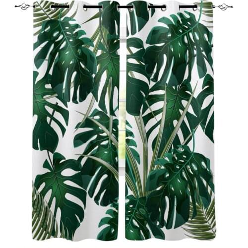 Tropical Jungle Leaves Monstera Green White Curtains Bedroom Living Room Kitchen Decorations for Children Gift Home Textiles
