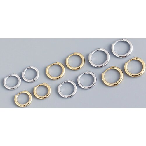 Real 925 Sterling Silver Minimalist Round Hoop Earrings For Fashion Women INS Fine Jewelry 18k Gold Punk Minimalist Accessories