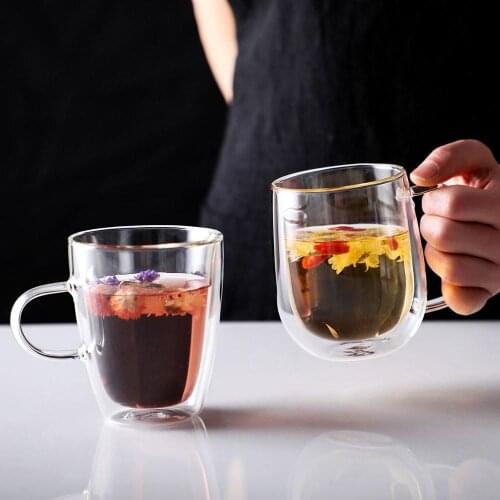 1PC Tumbler Cup Double Layer Glass Cup Household Juice Cup Transparent Thicken Glass Beer Wine Whiskey Glass Drinking Cup