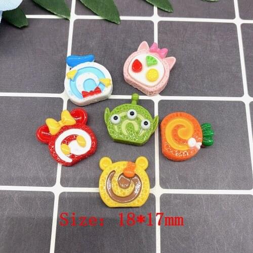 20Pcs/lot Cartoon Cake Roll Flat back Resin Cabochon Simulation Fake Food Fit Phone Decor DIY Scrapbooking Hair Bows Accessories