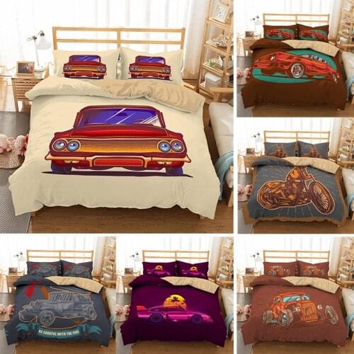 3D Print Cartoon Cars Boys Adult Winter Quilts Single Double King Size Microfiber Duvet Cover Pillowcase Sets For Bedroom Decor