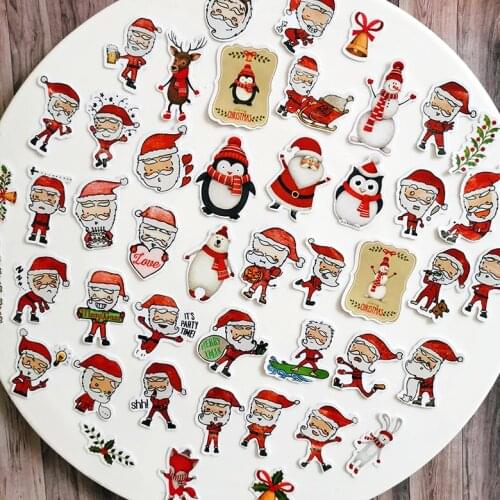 47PCS Christmas Santa Claus Stickers Crafts And Scrapbooking stickers book Student label Decorative sticker kids toys