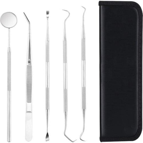 5PCS Dental Mirror Sickle Tartar Scaler Teeth Pick Spatula Dental Laboratory Equipment Dentist Gift Oral Care Tooth Clean Tools