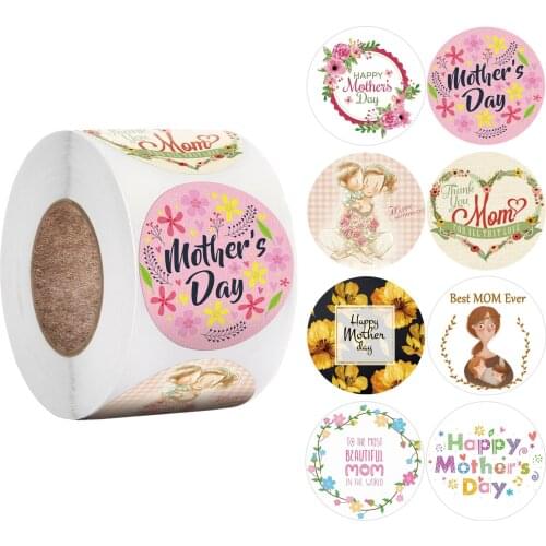 500pcs/roll Mothers Day Decorative Stickers Gift Box Packaging Seal Labels Self Adhesive DIY Party Stickers Moms Gift Decor Tag