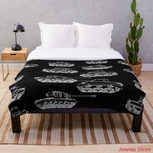 US tanks of World War II Throw Blanket flannel Sherpa bedspread bedding sofa picnic fur soft blanket