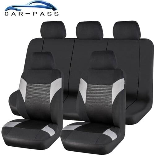 Car-pass Car Seat Covers Mesh Fabric Full Set 11Pc Airbag Classic Design Car Interior Accessories