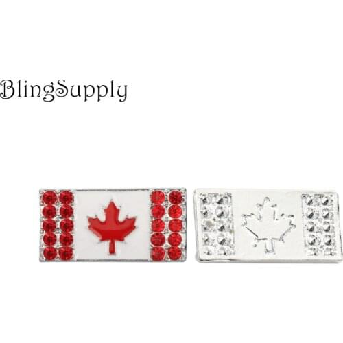 Free shipping 50PCS Canada flag rhinestone button embellishment(BTN-5696)