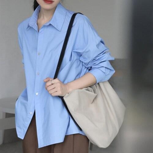 Ladies Spring Autumn Oversize Loose Office Lady Blouse Shirt Women Tops Cotton Long Sleeve Casual Women Shirts Female Blusas