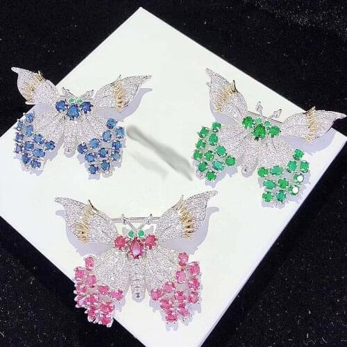 37x37mm Womens High Quality Butterfly Brooch CZ-inlaid ,Fashion Style For Woman Christmas Gift 1 Pair