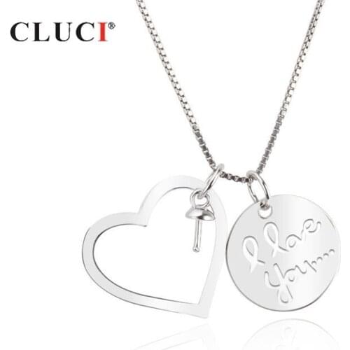 CLUCI Silver 925 Two Pieces Love Heart Pendant for Necklace Sterling Silver Women Valentine Day Gift Pendant Jewelry SP282SB