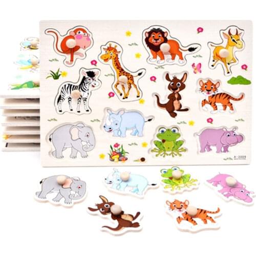Kids Toy Wood Puzzle Small Size Wooden 3D Puzzle Jigsaw for Children Baby Cartoon Animal/Traffic Puzzles Educational Toy kids