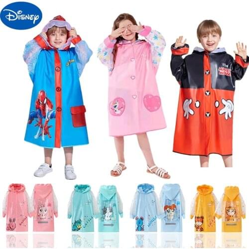 Disney 2021 Mickey Mouse Spider-Man Childrens Cartoon Raincoat Pupils Boys Girls Going To School Kindergarten Raincoat