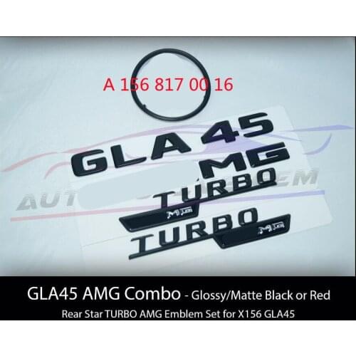 GLA45 for AMG TURBO AMG Rear Star Emblem Black Badge Set for Mercedes X156 W156 2014-16 A 156 817 00 16