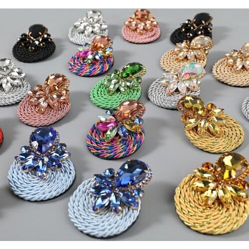 JIJIAWENHUA 2021 New Multicolor Sparkling Rhinestone Womens Earrings Dinner Party Fashion Jewelry Accessories