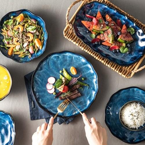 FANCITY Japanese-style kiln changed ceramic plates and bowls tableware set household creative dishes and dishes set rice bowl