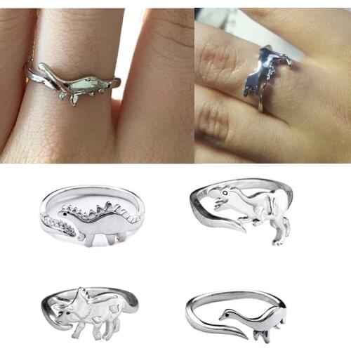 Dinosaur Rings Long-necked Dragon Stegosaurus Jewelry Toy Cute Animal Open Adjustable Ring Gift for Women Rings
