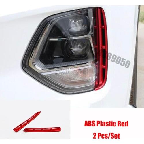 ABS Chrome/red For Hyundai Santa FE IX45 2018 2019 2020 Headlight anti-fog Kit air intake trim exterior Car accessories 2pcs