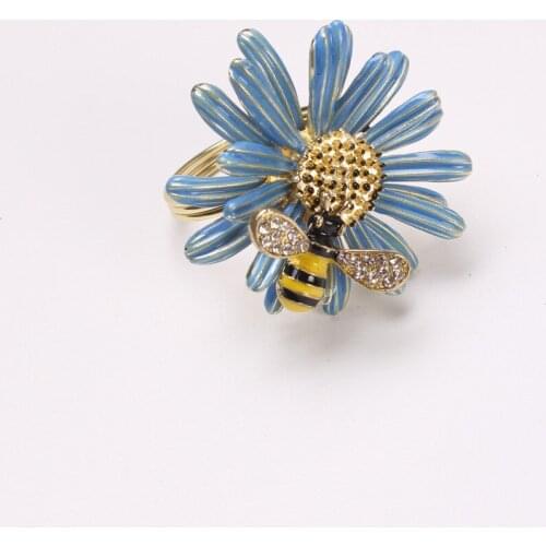 10pcs creative bee flower napkin buckle European-style zinc alloy napkin ring high-end restaurant decoration paper napkin ring