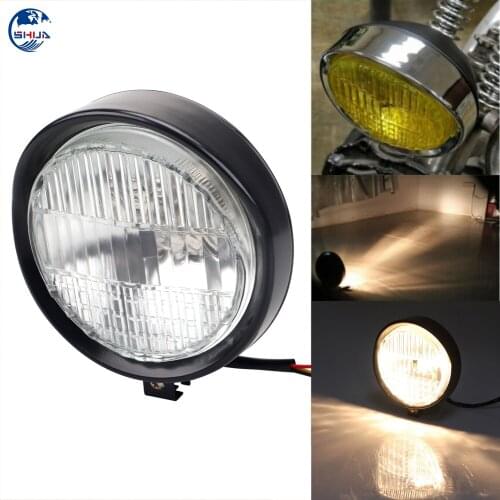 1PC Retro Black 5-3/4" Round Headlight For Harley Dyna Fat Bob Low Rider Wide Glide FXDWG Choppers Old school Cruiser Motorcycle