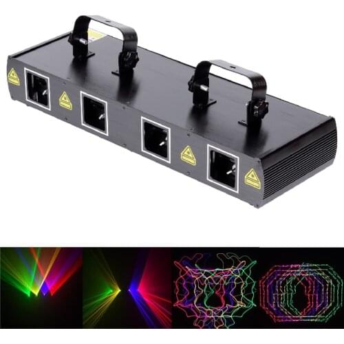 High Quality 4 Lens 580mW RGBY DMX Laser Projector Disco DJ Stage Party Lighting Professional 4 Heads Beam Wash Lights