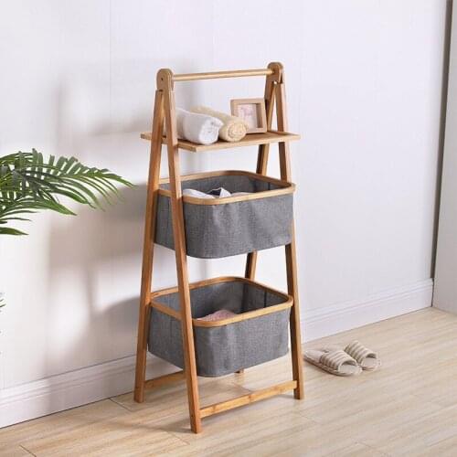 Multi-Function Folding Dirty Clothes Storage Basket Double Layer basket Clothes Shelves Save Space Cabinet Room Organizer