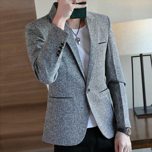 Fashion Blazer Coat Men Single Button Casual Men Slim Blazer Jacket Designs Formal Jacket Mens Fit Stylish Blazer Suit Coat 4XL
