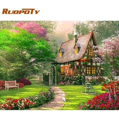 RUOPOTY Countryside Beautiful Landscape Diy Painting By Numbers Countryside Handpainted Home Decor Oil Paint Kits On Canvas gift