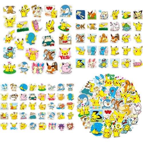 Pokemon Pikachu Stickers Waterproof Cool Girl Boy Stickers for Skateboard Laptop Suitcase Motorcycle Car Decal Toys Decorations