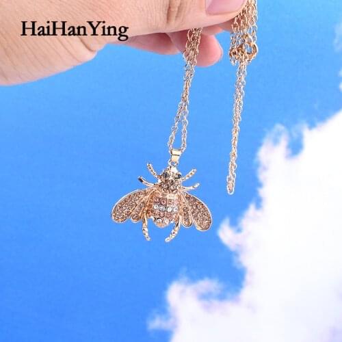 New Rainbow Color Bee Gold Necklace for Women Fashion Simple Insect Pendant Necklace Girl Party Gift