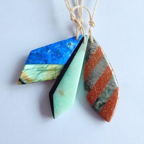 Natural Gemstone Chrysoprase,Obsidian,Labradorite,Red Sand Sun Sitara Fashion Gemstone pendant necklace,42x16x4mm,38x18x5mm10.8g