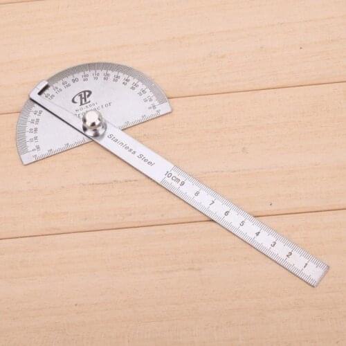180 Degree Adjustable Protractor Multifunction Stainless Steel Roundhead Angle Ruler Mathematics Measuring Tool