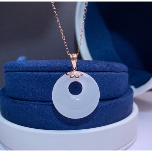 SHILOVEM 18k yellow gold natural White Jasper pendants none necklace classic wholesale Fine women gift round new mymz2222666hby