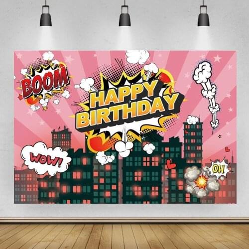 Superhero Cityscape Photography Backdrops Super Hero Birthday Party Kid Photo Background Boy Customized Photocall Photo Studio