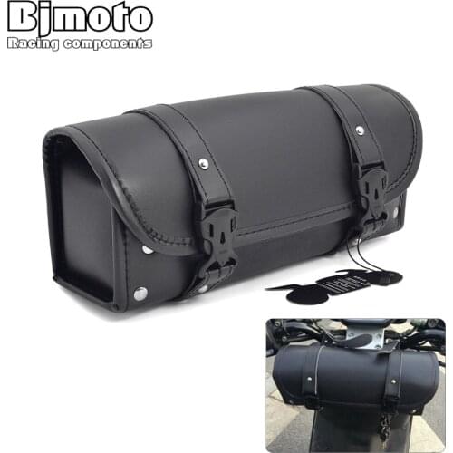 BJMOTO Motorcycle Saddlebag Side Bag PU Leather Tool Bag Motorbike Saddle Bag