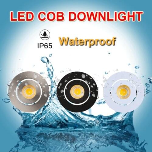 Factory Price Recessed LED Waterproof IP65 Dimmable COB Downlight Outdoor 3W AC90-260V LED Ceiling Spot Light LED Ceiling Lamp