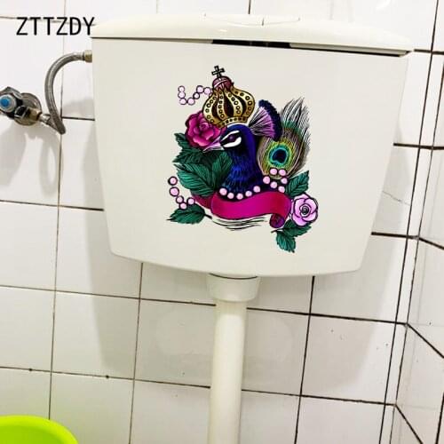 ZTTZDY 21.5×25.9CM Personalized Peacock Avatar WC Toilet Stickers Home Bedroom Wall Decoration T2-1184