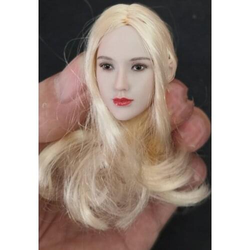 1/6 Asian beautiful girl head sculpt Pale skin hair transplant head sculpt for 12 inch action figure
