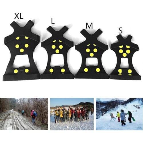 1 Pair 10 Studs Anti-Skid Ice Gripper Snow Spikes Winter Climbing Shoes Covers